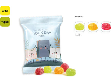 Saure Fruchtsaftberries vegan Werbetüte,   10 g, Inhalt: Saure Fruchtsaftberries