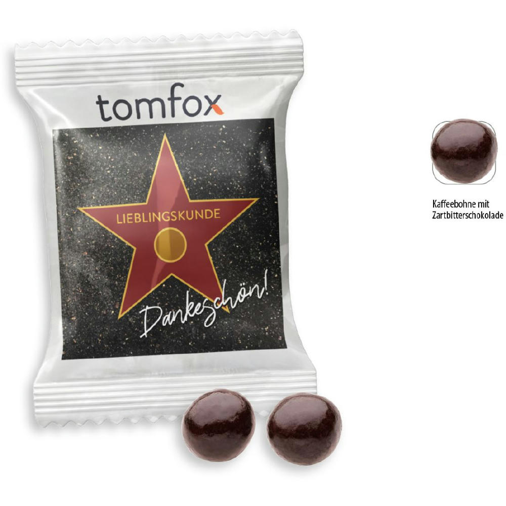 Schoko Kaffeebohnen Werbetüte,   2 Stück, Inhalt: Schoko-Kaffeebohne