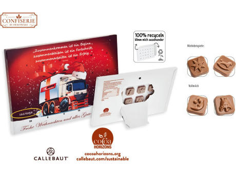Tisch Adventskalender personalisiert,   60 g, Inhalt: Callebaut Vollmilch Schokolade Kalender