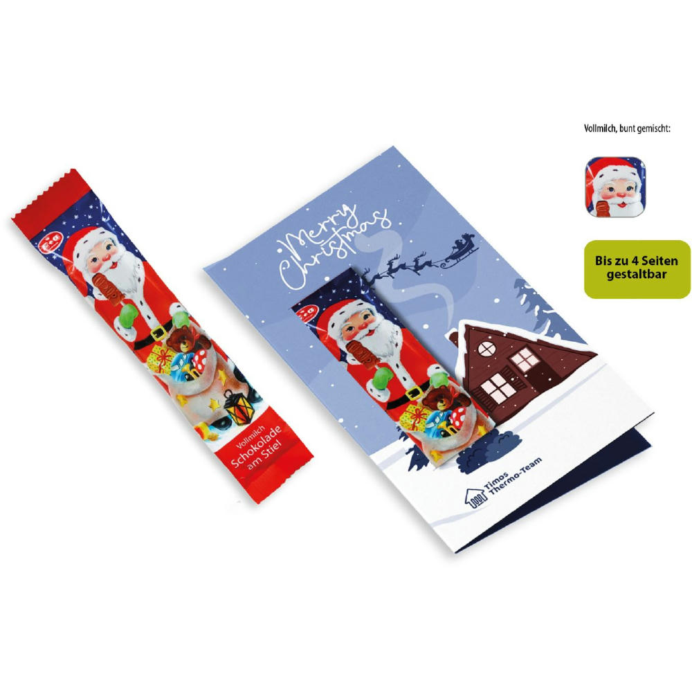 Weihnachtskarte mit Schoko-Lolly,   1 Stück, Inhalt: Schoko-Lolly Weihnachten
