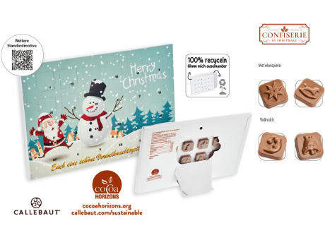 Tisch Adventskalender Standardmotiv,   60 g, Inhalt: Callebaut Vollmilch Schokolade Kalender