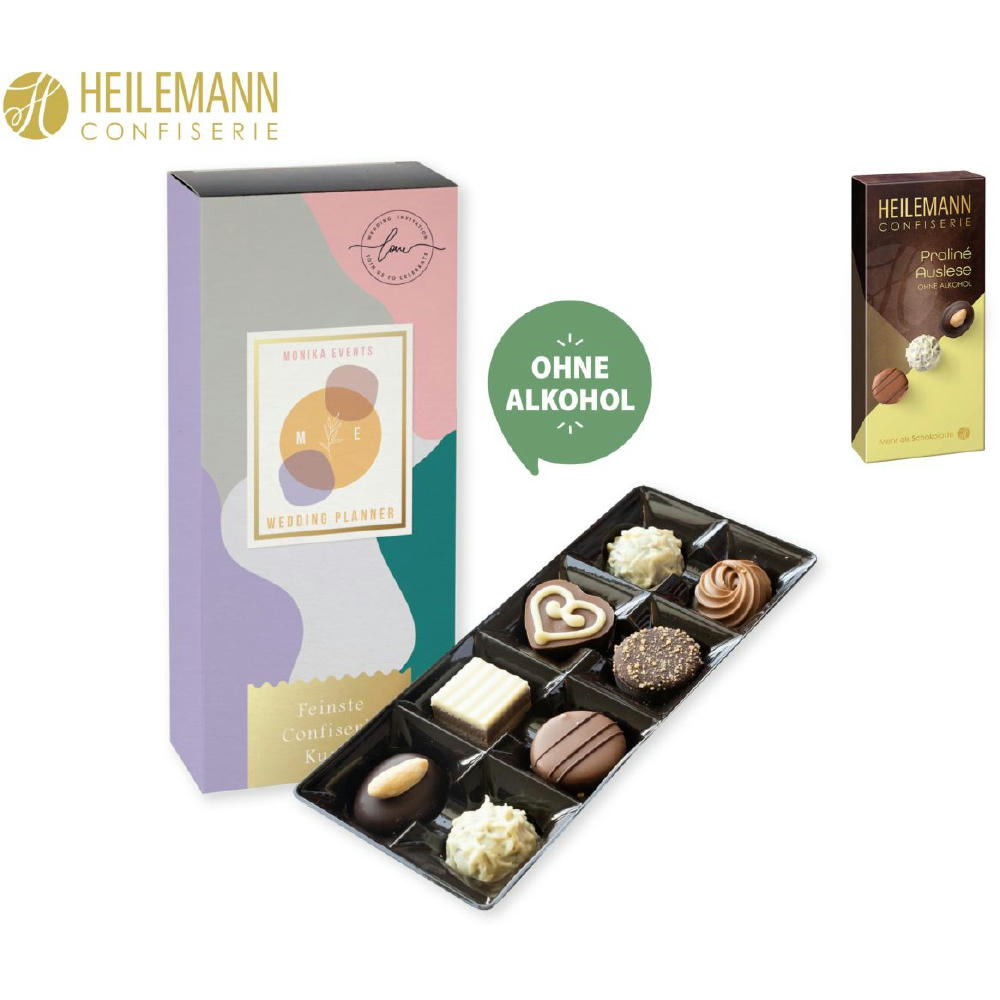 Heilemann Pralinés Auslese im Schuber,   95 g, Inhalt: Heilmann Pralinés Auslese ohne Alkohol