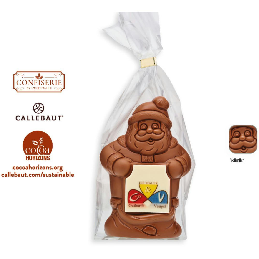 Schoko Weihnachtsmann mit Schokoschild,   1 Stück, Inhalt: Weihnachtsmann 80 g