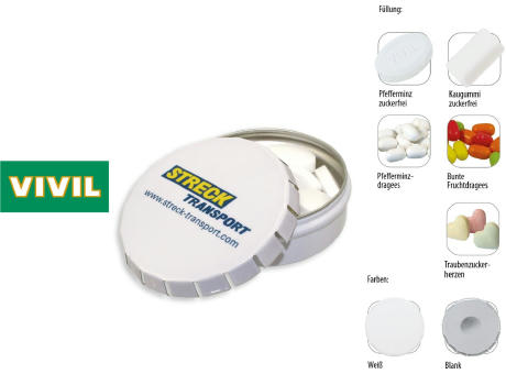 Klick-Dose-75, blank 45 g, Inhalt: VIVIL Extra Strong, zuckerfrei (Dose)