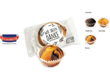 Mini Muffin im Flowpack,   1 Stück, Inhalt: Mini Muffin Marmor