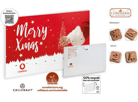 Wand Adventskalender Standardmotiv,   75 g, Inhalt: Callebaut Vollmilch Schokolade Kalender