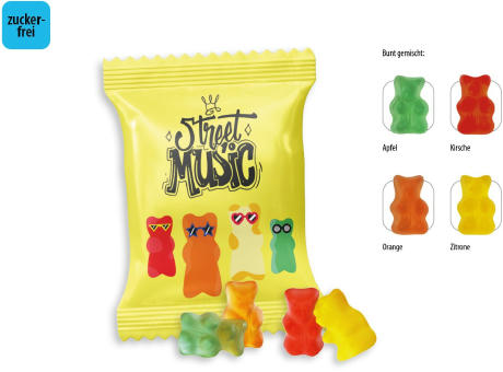 Gummibärchen zuckerfrei Werbetüte,   10 g, Inhalt: Gummibärchen zuckerfrei