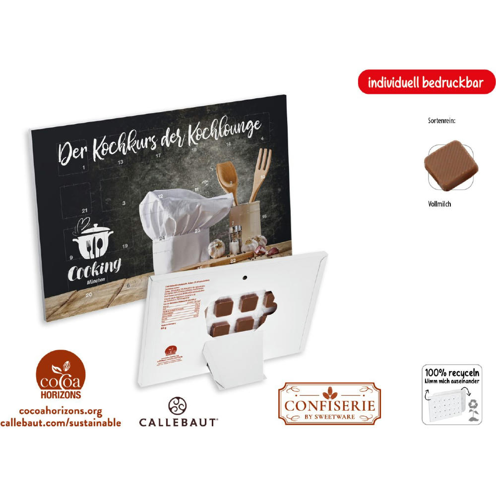Countdown-Eventkalender Tischkalender,   24 Stück, Inhalt: Callebaut Vollmilch Schokolade Kalender