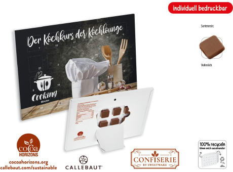 Countdown-Eventkalender Tischkalender,   24 Stück, Inhalt: Callebaut Vollmilch Schokolade Kalender