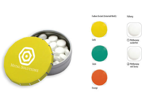 Klick-Dose-45 Duo Colour, grün / weiß 12 g, Inhalt: Pfefferminz-Pastillen; Stevia
