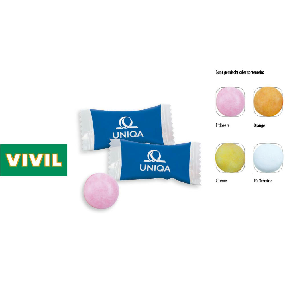 VIVIL Kaudragee Flowpack,   1 Stück, Inhalt: VIVIL Kaudragee  Erdbeere