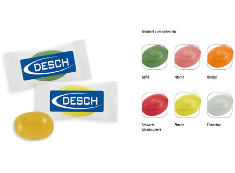 Bonbon Flowpack,   1 Stück, Inhalt: Bonbon  bunt gemischt