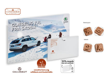 Wand Adventskalender individuell bedruckt,   75 g, Inhalt: Callebaut Vollmilch Schokolade Kalender