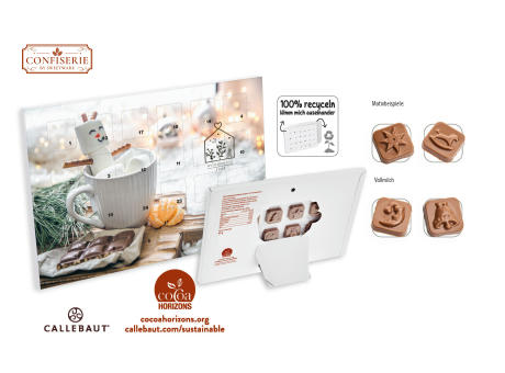 Tisch Adventskalender individuell bedruckt,   60 g, Inhalt: Callebaut Vollmilch Schokolade Kalender