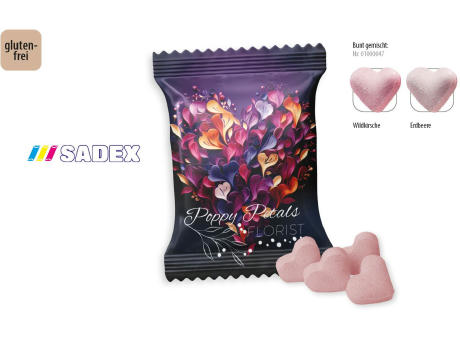SADEX Brauseherzen Werbetüte,   4 Stück, Inhalt: SADEX Brauseherzen