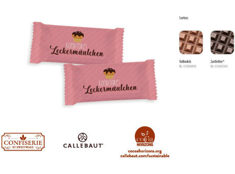 Schokolade 5 g Täfelchen,   1 Stück, Inhalt: Callebaut Vollmilch