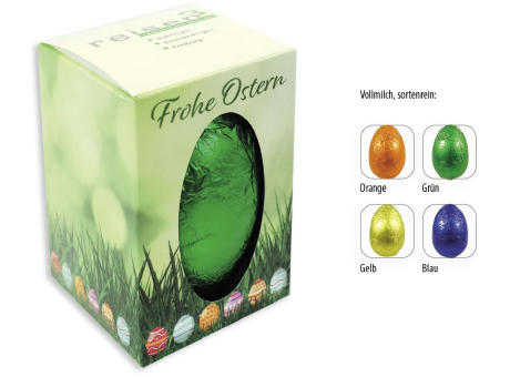 Schoko Ei in Werbebox,   1 Stück, Inhalt: Schoko Ei