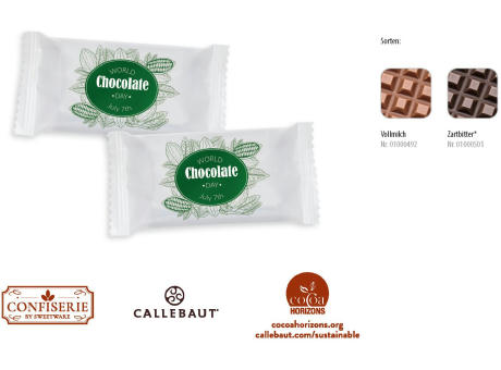 Schokolade 10 g Täfelchen,   1 Stück, Inhalt: Callebaut Vollmilch