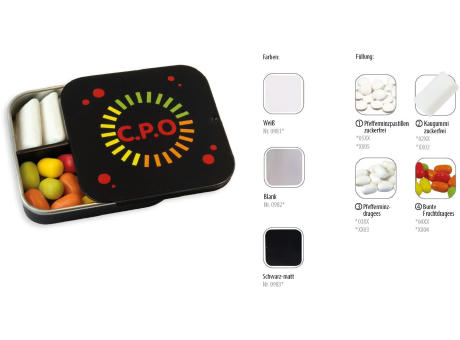 Twin Tin, blank individuell, Inhalt: Pfefferminz-Pastillen; zuckerfrei