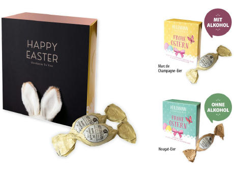 Heilemann Frohe Ostern Schokoeier,   72 g, Inhalt: Marc de Champagne-Eier