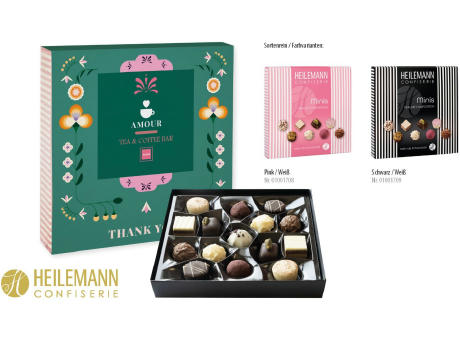 Heilemann Mini Pralinés im Schuber, schwarz/weiß 91 g, Inhalt: Heilemann Mini Pralinés
