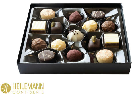 Heilemann Mini Pralinés im Schuber, schwarz/weiß 91 g, Inhalt: Heilemann Mini Pralinés
