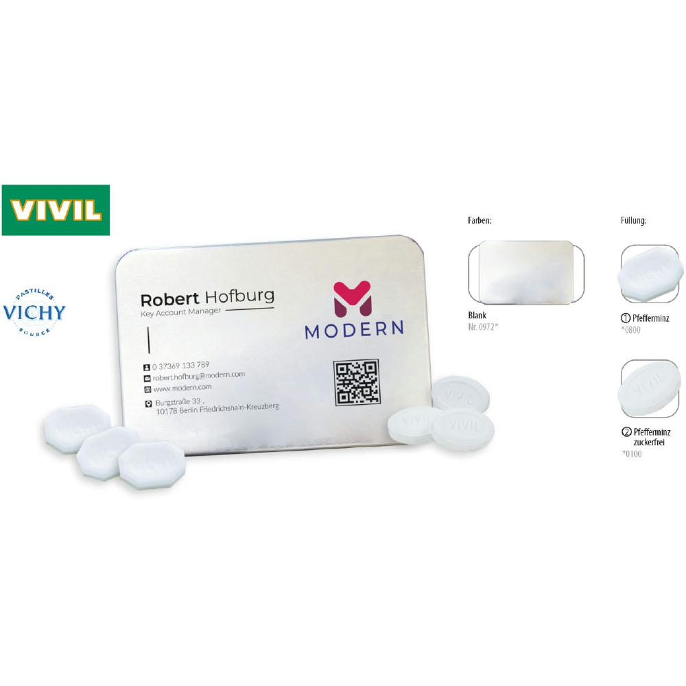 Visitbox, blank 27 g, Inhalt: VIVIL Extra Strong, zuckerfrei (Dose)