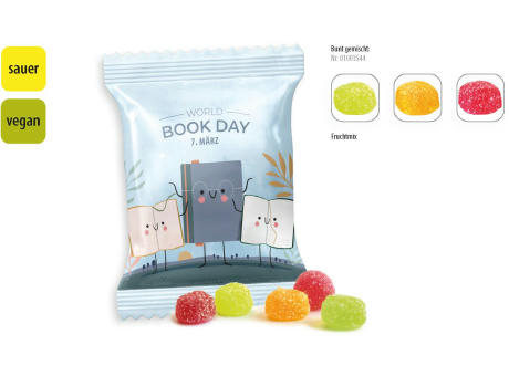 Saure Fruchtsaftberries vegan Werbetüte,   10 g, Inhalt: Saure Fruchtsaftberries