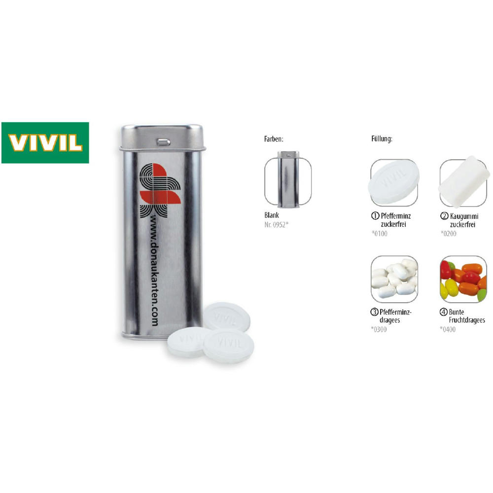Pocket Box, blank 20 g, Inhalt: VIVIL Extra Strong, zuckerfrei (Dose)