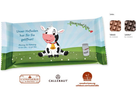 Schokolade 100 g Tafel im Flowpack,   1 Stück, Inhalt: Callebaut Vollmilch