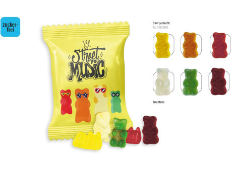 Gummibärchen zuckerfrei Werbetüte,   12 g, Inhalt: Gummibärchen zuckerfrei