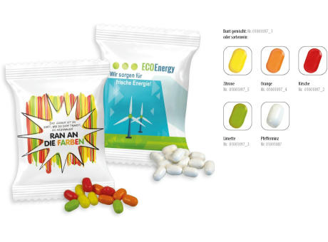 Bunte Fruchtdragees Werbetüte,   5 g, Inhalt: Bunte Fruchtdragees Zitrone