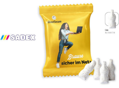 SADEX Brause Fläschchen Werbetüte,   4 Stück, Inhalt: SADEX Brause Fläschchen Cola