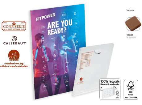 Countdown-Eventkalender Wandkalender,   individuell, Inhalt: Callebaut Vollmilch Schokolade Kalender