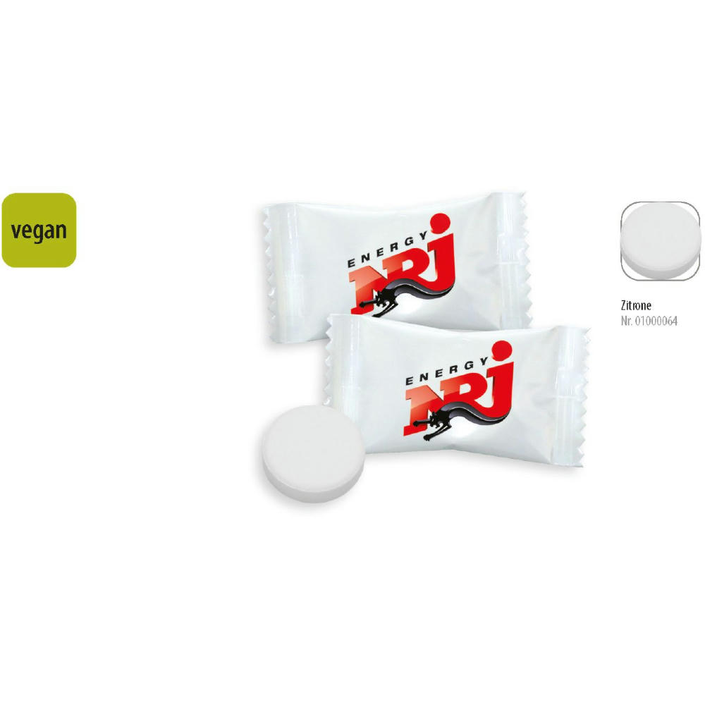 Traubenzucker Rund Flowpack,   1 Stück, Inhalt: Traubenzucker Rund Zitrone vegan