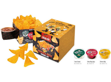 Nacho Box im Schuber,   190 g, Inhalt: Nachos Paprika-Chili, Cheese Dip