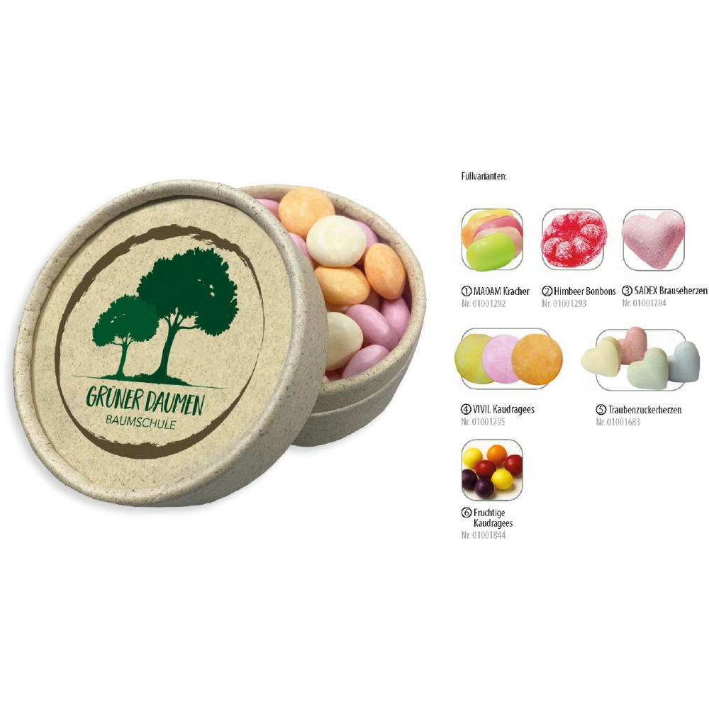 Graspapierdose 89,   100 g, Inhalt: Traubenzuckerherzen bunt (Dose)