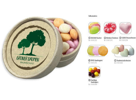 Graspapierdose 89,   100 g, Inhalt: Traubenzuckerherzen bunt (Dose)