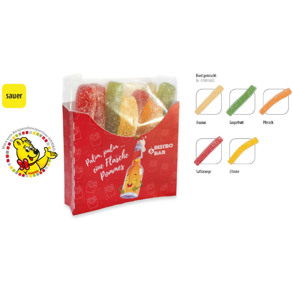 HARIBO Saure Pommes Tüte in Werbebox,   50 g, Inhalt: HARIBO Saure Pommes