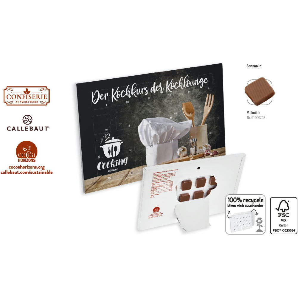 Countdown-Eventkalender Tischkalender,   24 Stück, Inhalt: Callebaut Vollmilch Schokolade Kalender