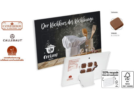 Countdown-Eventkalender Tischkalender,   24 Stück, Inhalt: Callebaut Vollmilch Schokolade Kalender