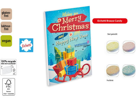 Tisch Adventskalender Eichetti Brause Candy,   75 g, Inhalt: Brause Candy (Kalender)