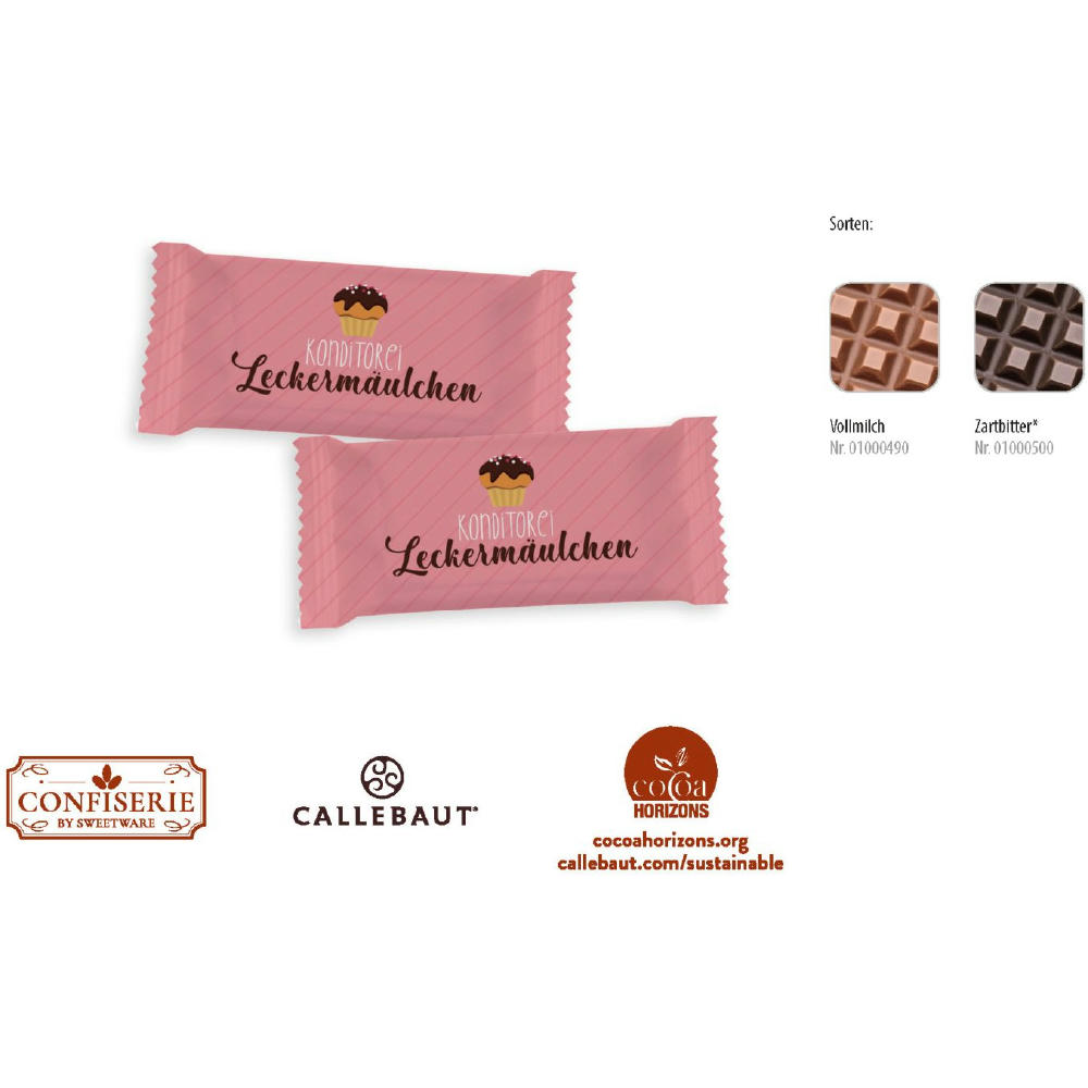 Schokolade 5 g Täfelchen,   1 Stück, Inhalt: Callebaut Vollmilch