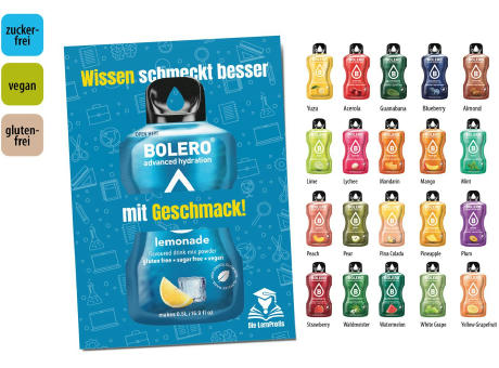 BOLERO Drinks Werbekarte,   3 g, Inhalt: BOLERO zuckerfreies Getränkepulver