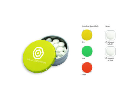 Klick-Dose-45 Duo Colour, grün / weiß 12 g, Inhalt: Pfefferminz-Pastillen; zuckerfrei