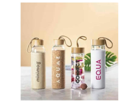 Botella de cristal con funda protectora