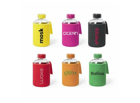 Botella de cristal con funda protectora