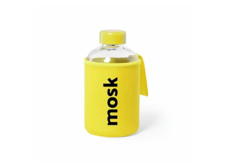 Botella de cristal con funda protectora
