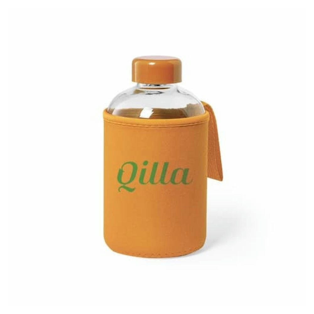 Botella de cristal con funda protectora