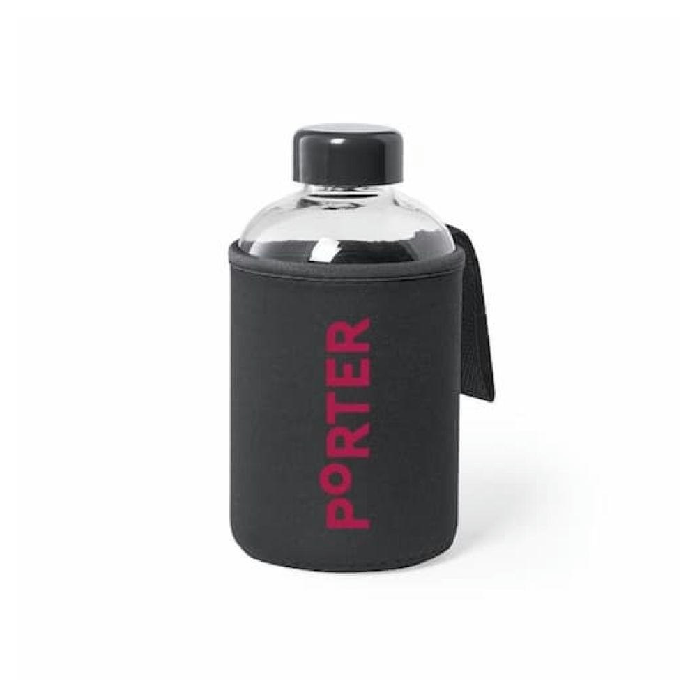 Botella de cristal con funda protectora